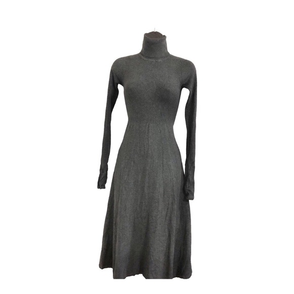 Zara charcoal gray knit stretch turtleneck fitted long sleeve sweater dress‎ - Picture 1 of 16